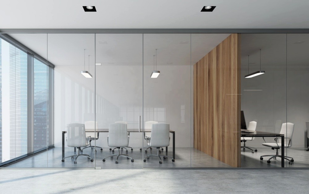 Conference Zone The Art of Zoning: Using Glass Partitions to Create a Living Room ...